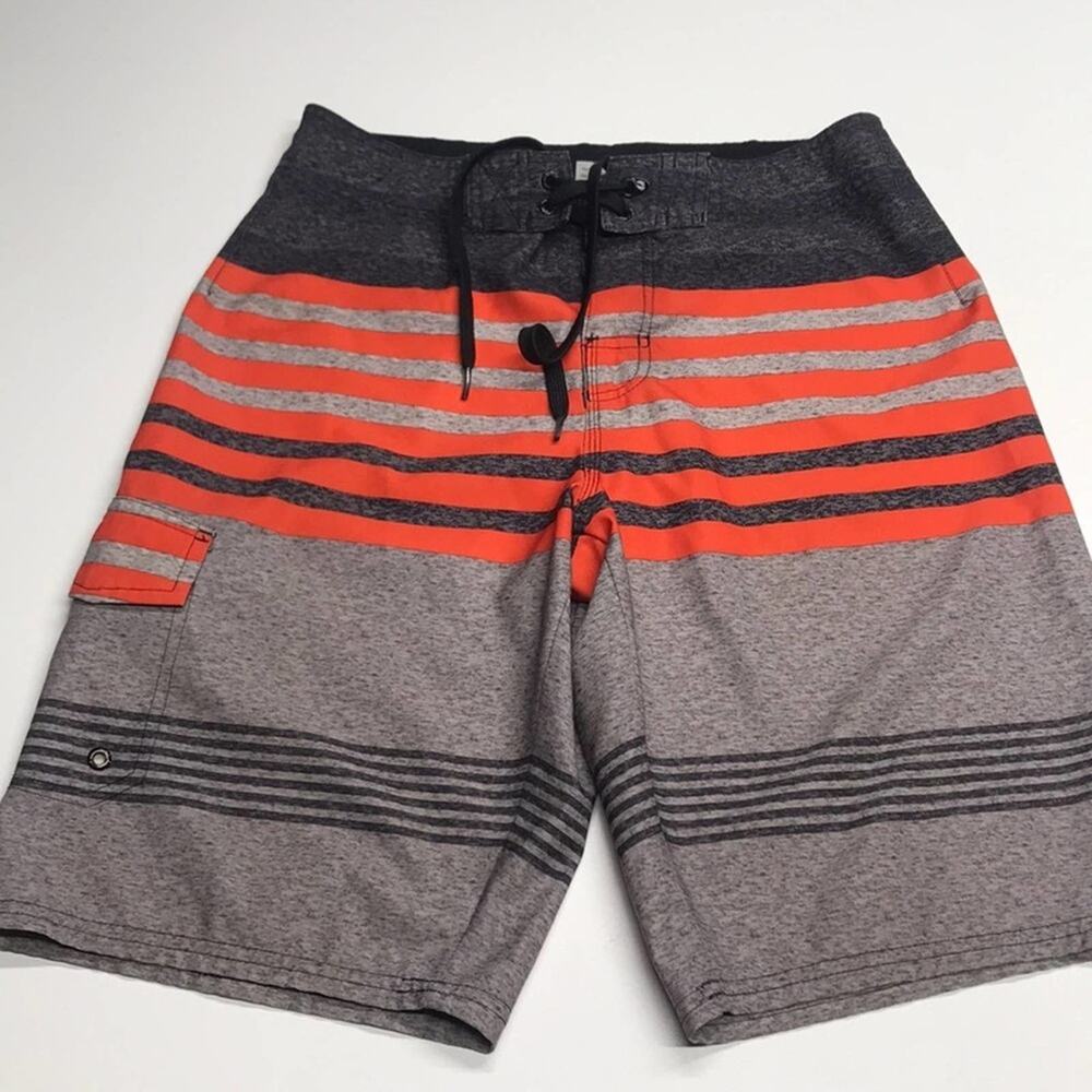 HANG TEN Mens 30 Black Orange Gray Board Shorts